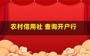 农村信用社 查询开户行